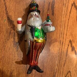 Sommelier Santa with Wine Glass Christmas Ornament | Glass